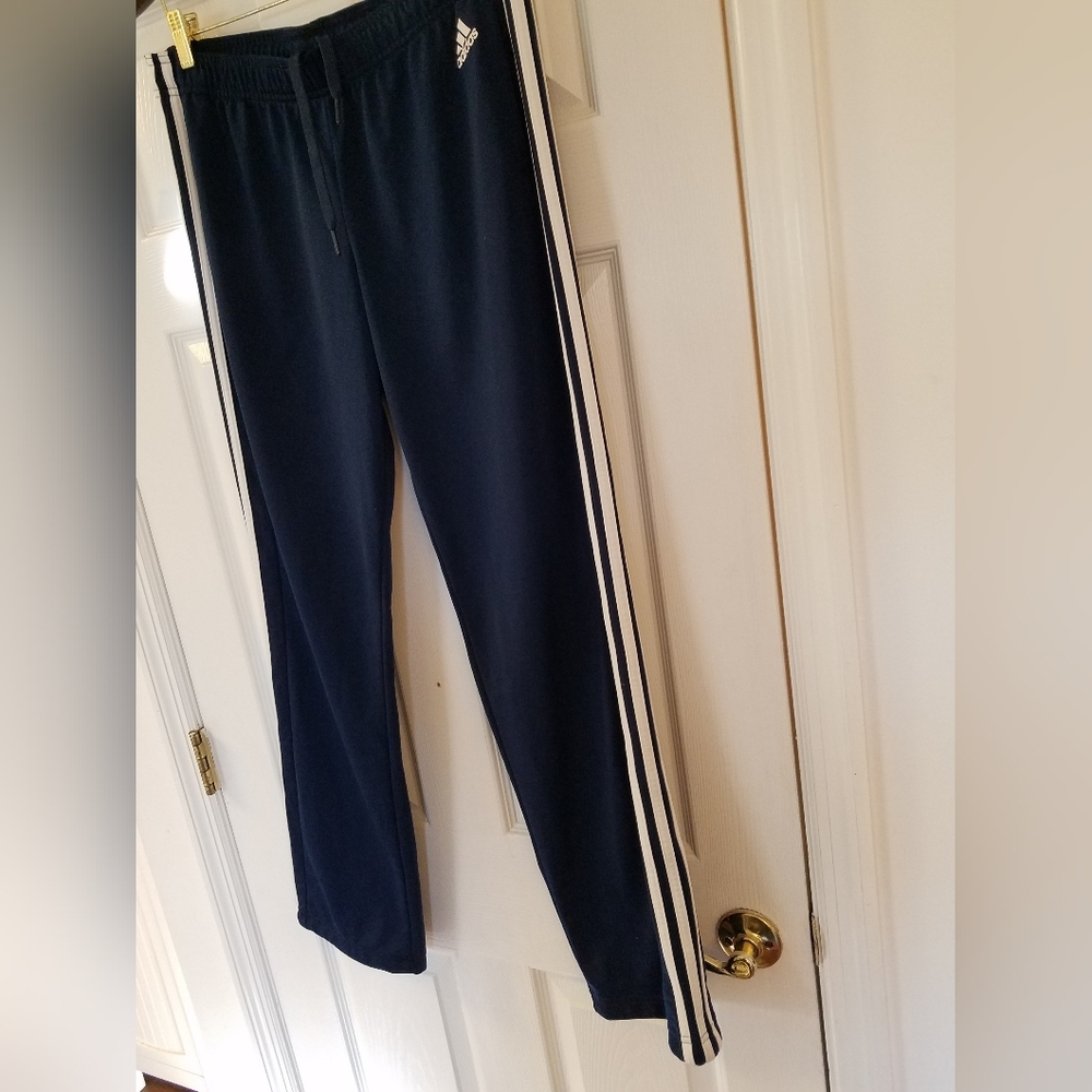 Adidas Men's Tricot Three Stripes Track Pants  Size Large Navy - Picture 6 of 14